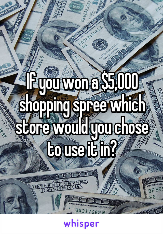 If you won a $5,000 shopping spree which store would you chose to use it in?
