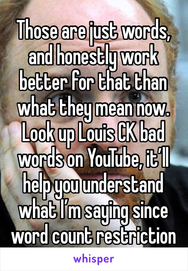 Those are just words, and honestly work better for that than what they mean now. Look up Louis CK bad words on YouTube, it’ll help you understand what I’m saying since word count restriction 