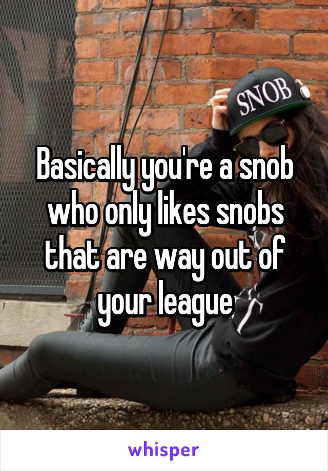 Basically you're a snob who only likes snobs that are way out of your league