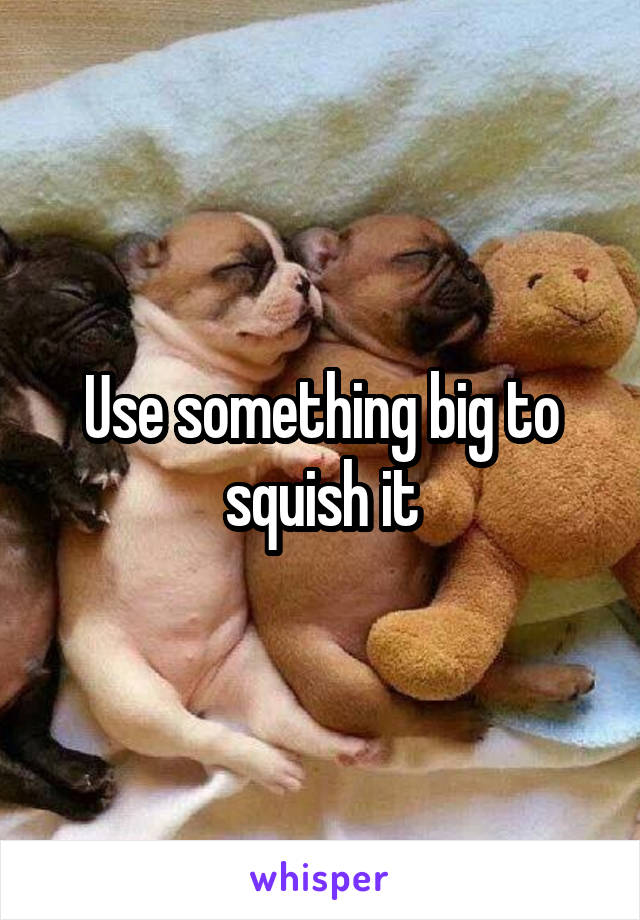 Use something big to squish it