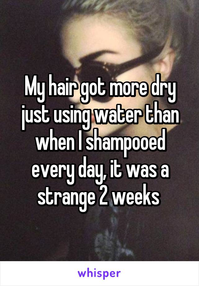 My hair got more dry just using water than when I shampooed every day, it was a strange 2 weeks 