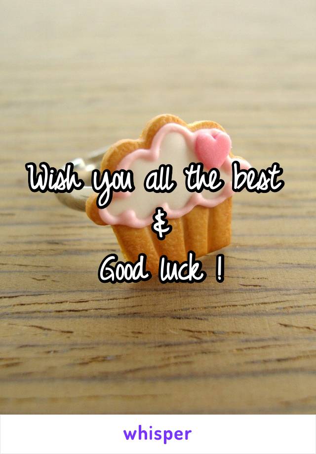 Wish you all the best 
&
Good luck !