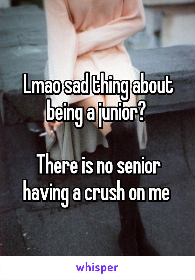 Lmao sad thing about being a junior? 

There is no senior having a crush on me 