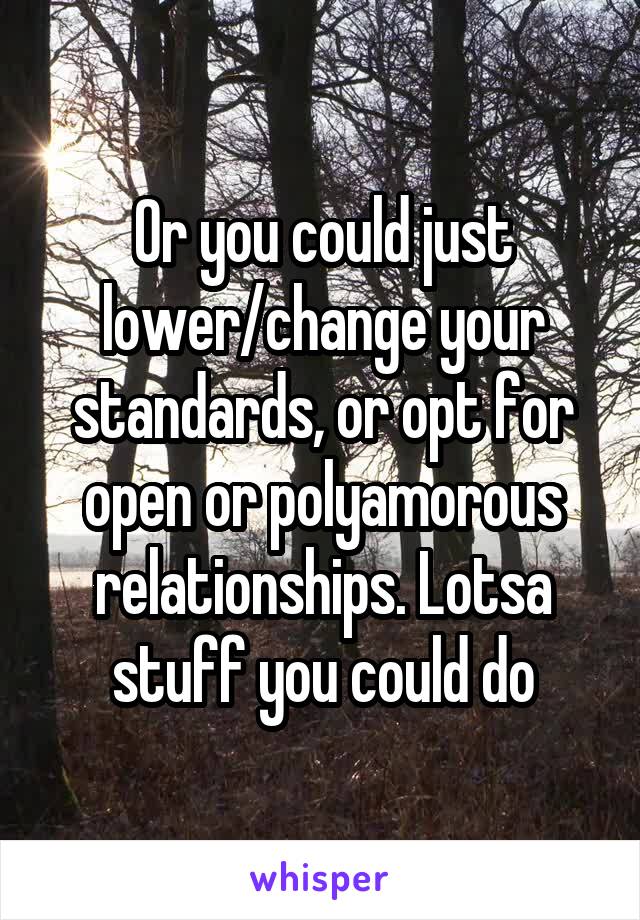 Or you could just lower/change your standards, or opt for open or polyamorous relationships. Lotsa stuff you could do