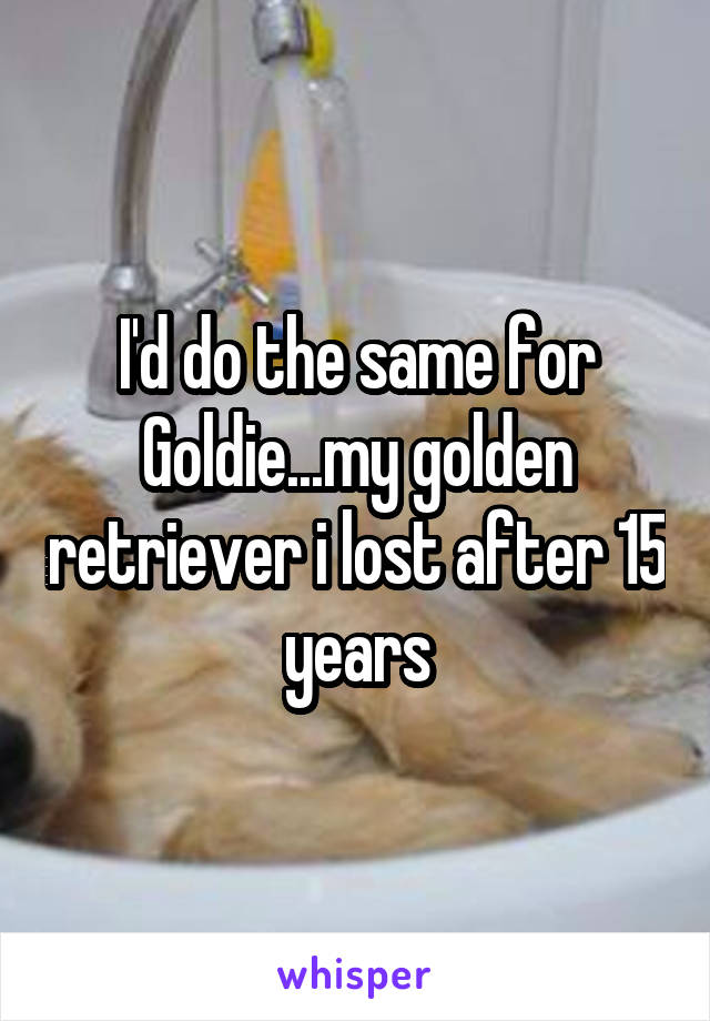 I'd do the same for Goldie...my golden retriever i lost after 15 years