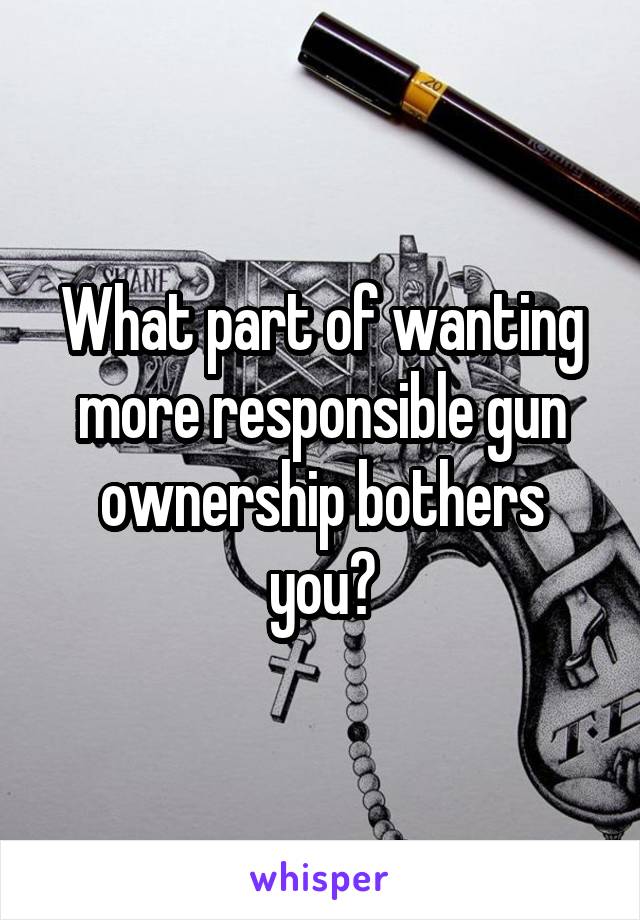 What part of wanting more responsible gun ownership bothers you?