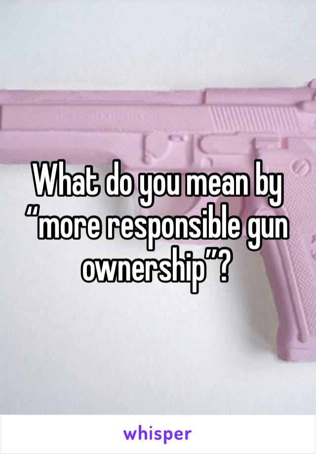 What do you mean by “more responsible gun ownership”?