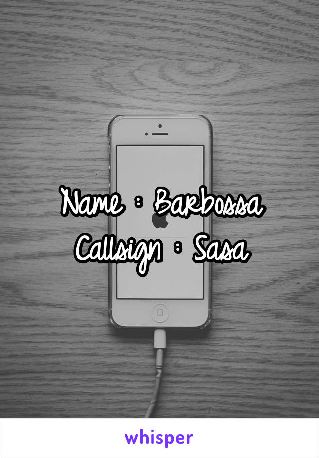 Name : Barbossa
Callsign : Sasa