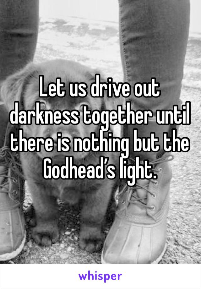 Let us drive out darkness together until there is nothing but the Godhead’s light.
