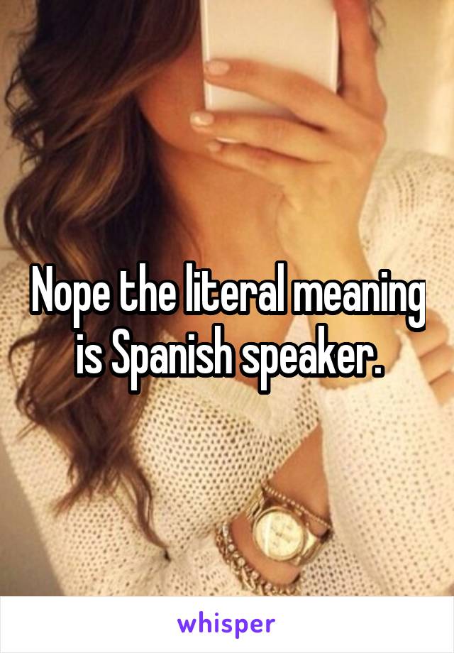 Nope the literal meaning is Spanish speaker.