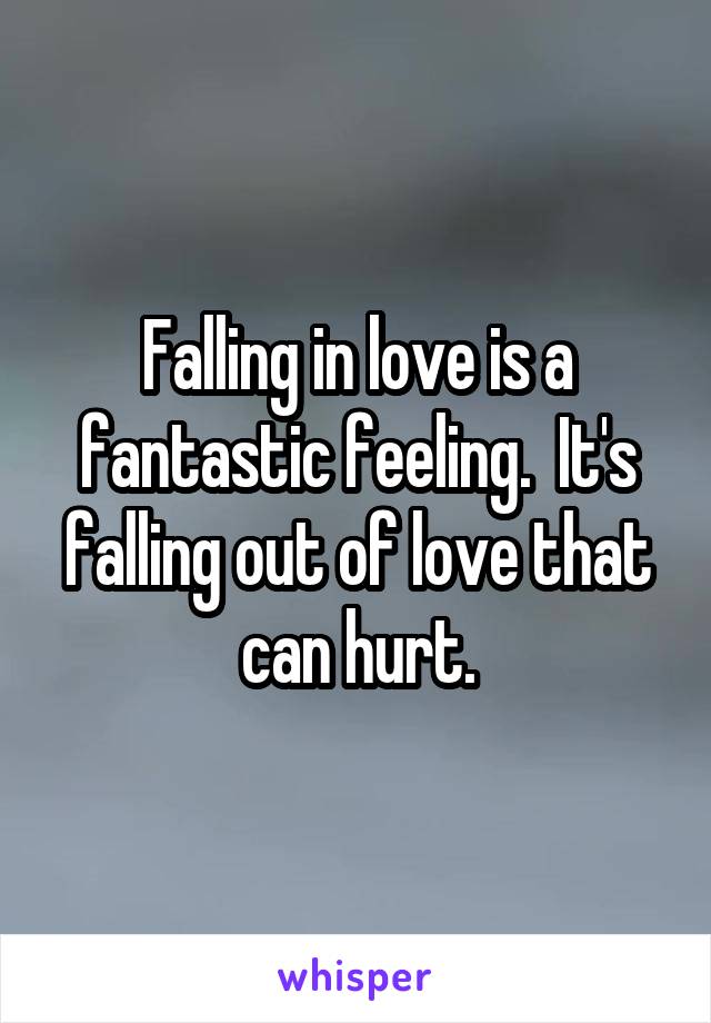 Falling in love is a fantastic feeling.  It's falling out of love that can hurt.