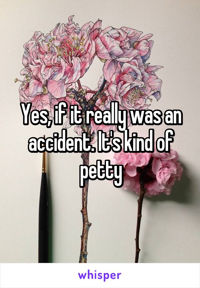 Yes, if it really was an accident. It's kind of petty