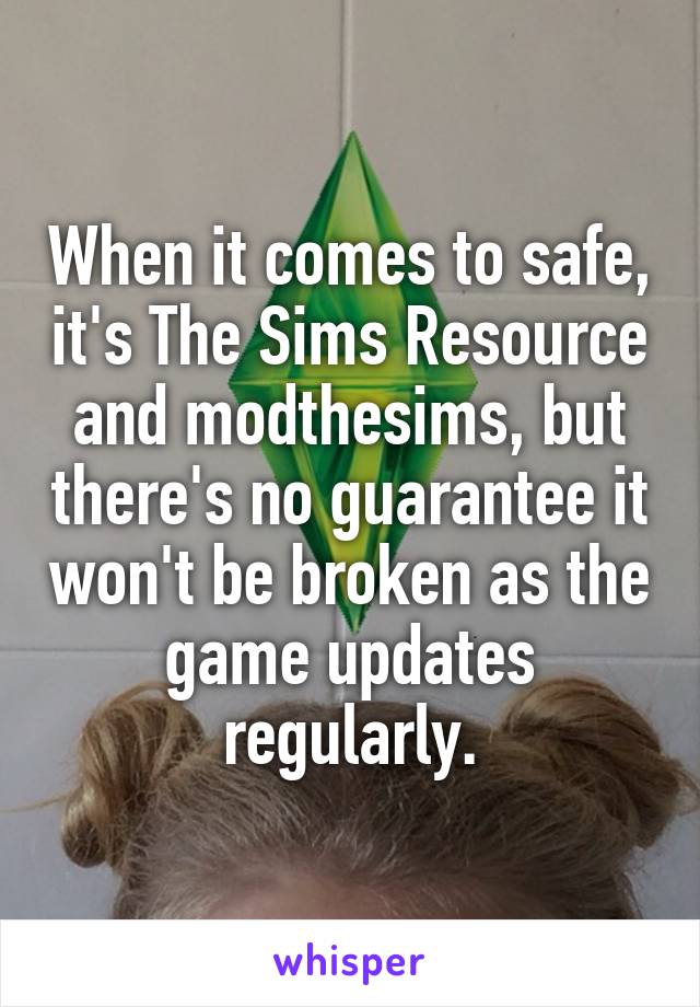When it comes to safe, it's The Sims Resource and modthesims, but there's no guarantee it won't be broken as the game updates regularly.