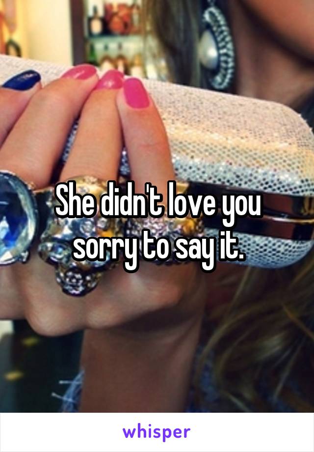 She didn't love you sorry to say it.