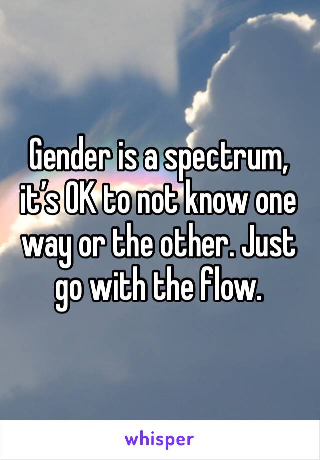 Gender is a spectrum, it’s OK to not know one way or the other. Just go with the flow.