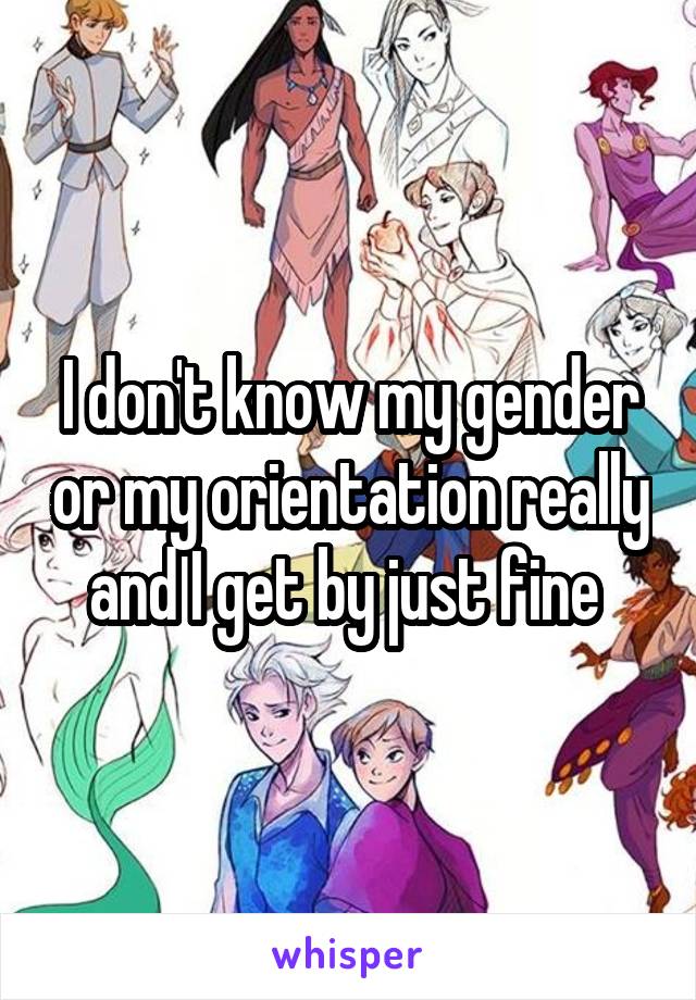 I don't know my gender or my orientation really and I get by just fine 