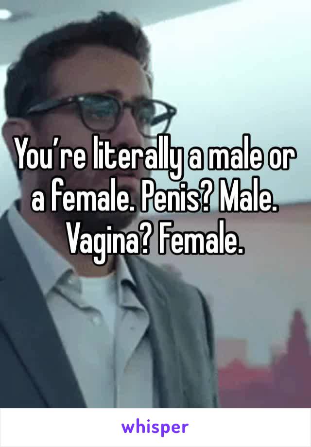 You’re literally a male or a female. Penis? Male.  Vagina? Female. 