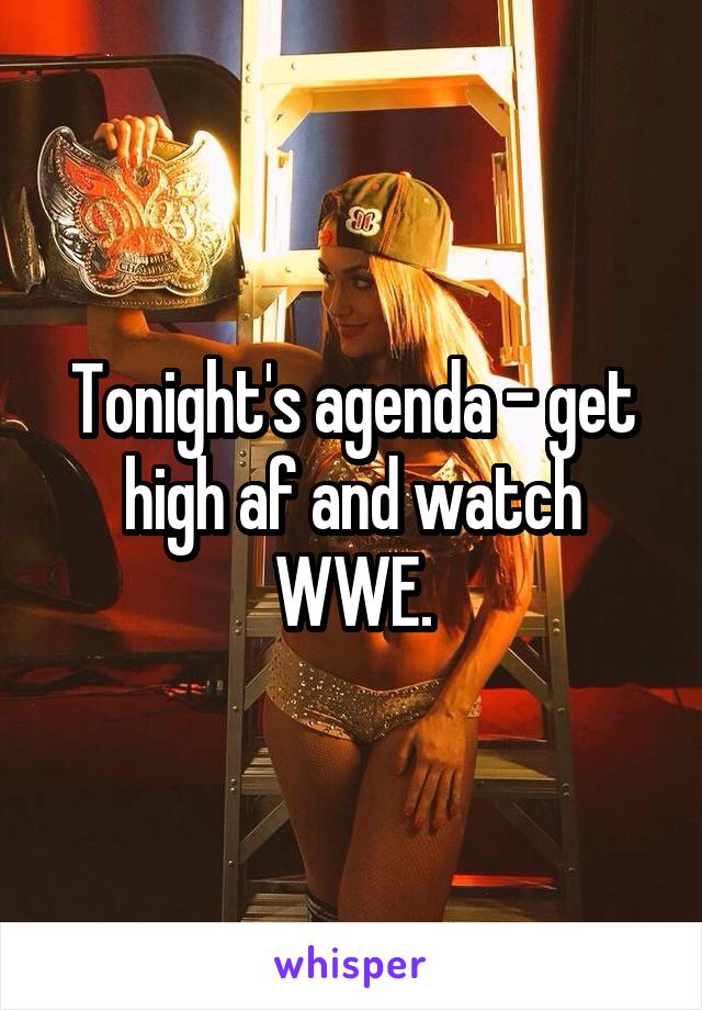 Tonight's agenda - get high af and watch WWE.
