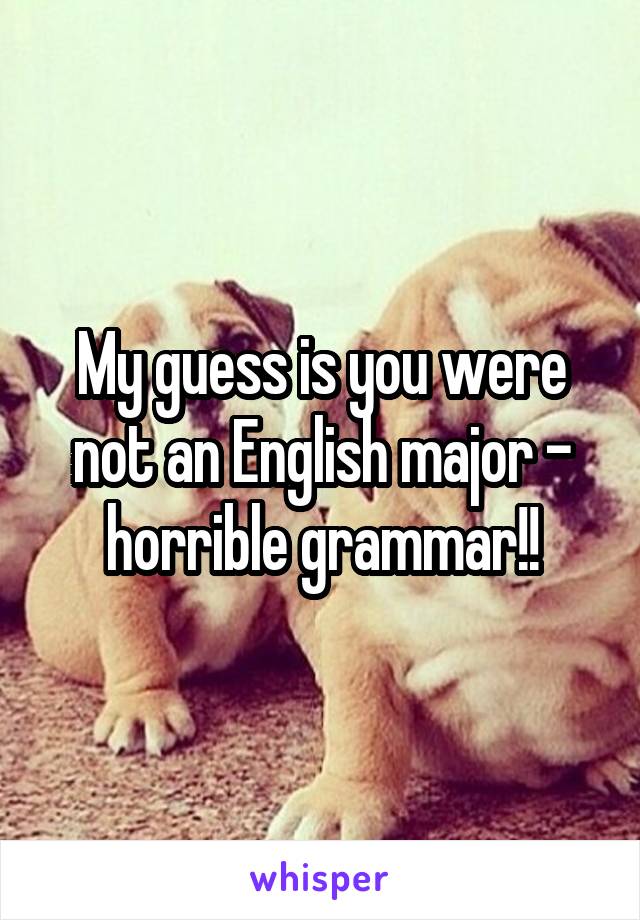 My guess is you were not an English major - horrible grammar!!