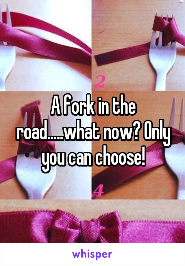A fork in the road.....what now? Only you can choose!