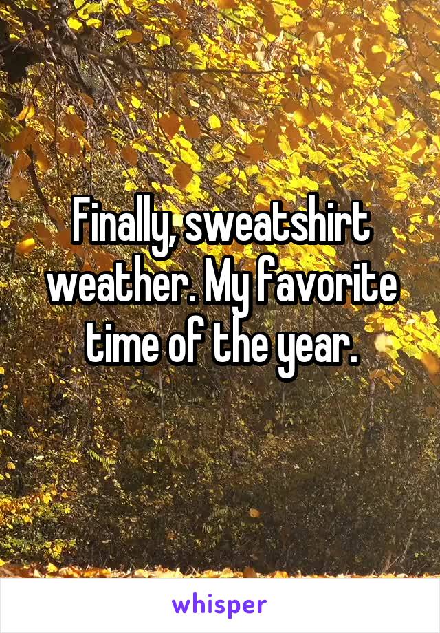 Finally, sweatshirt weather. My favorite time of the year.
