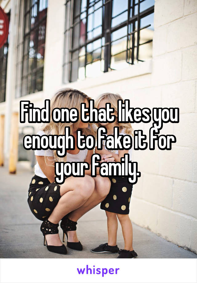 Find one that likes you enough to fake it for your family. 