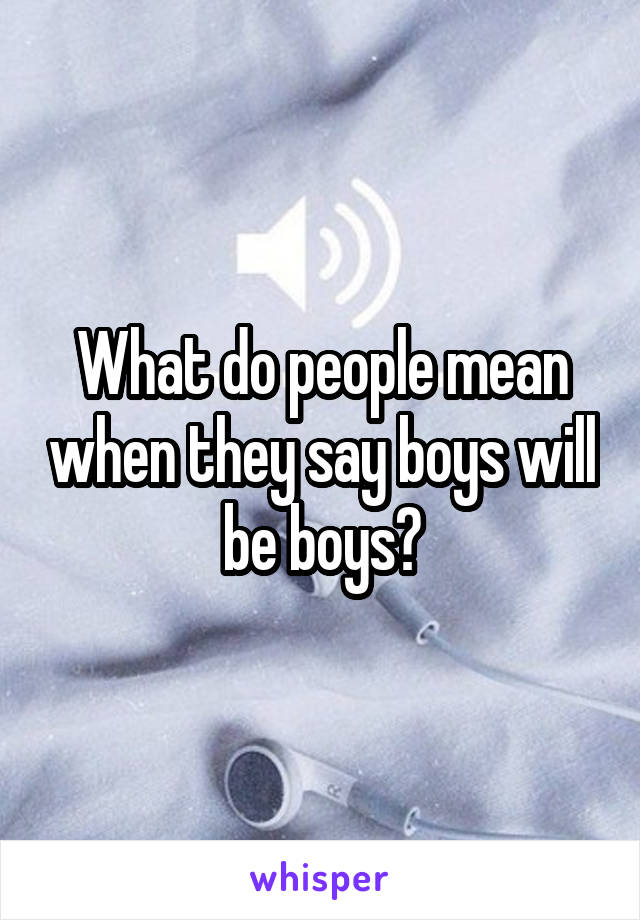 What do people mean when they say boys will be boys?