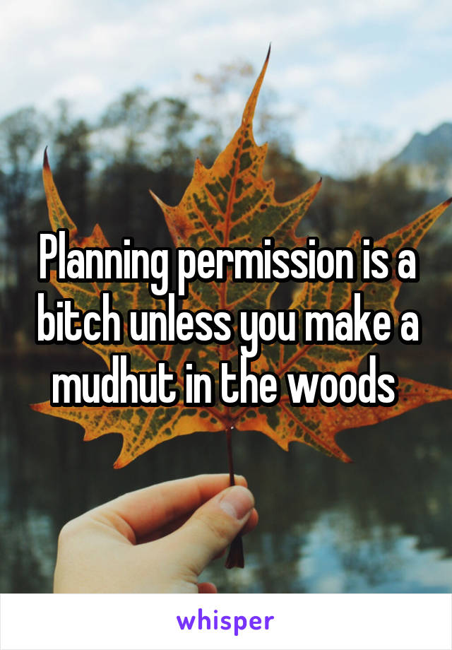 Planning permission is a bitch unless you make a mudhut in the woods 