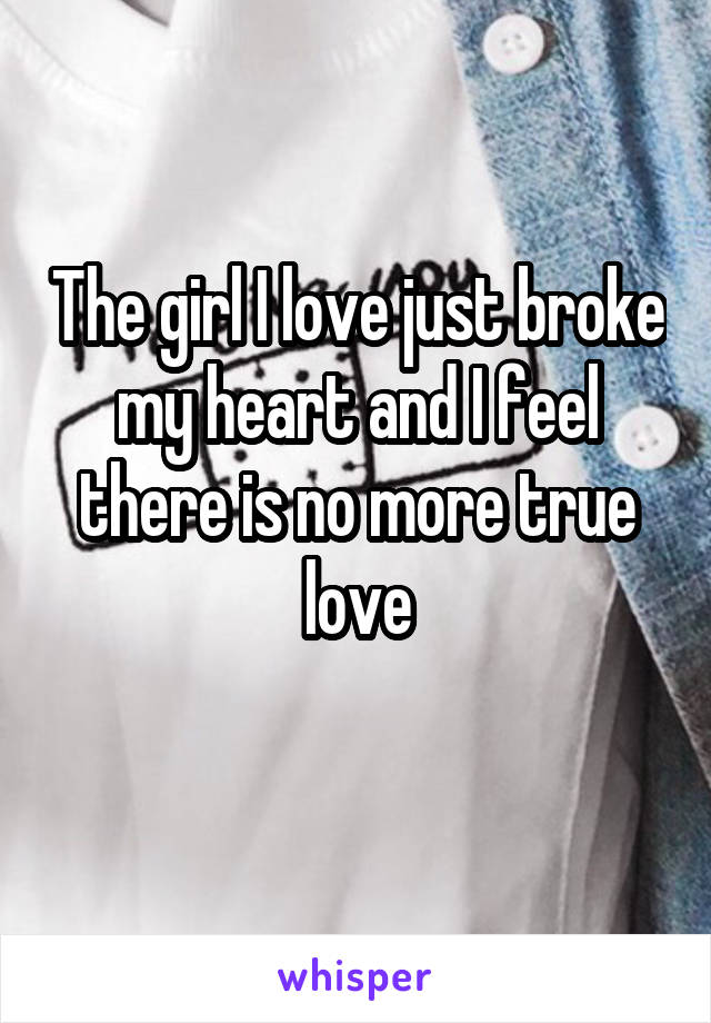 The girl I love just broke my heart and I feel there is no more true love
