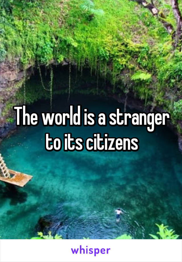 The world is a stranger to its citizens