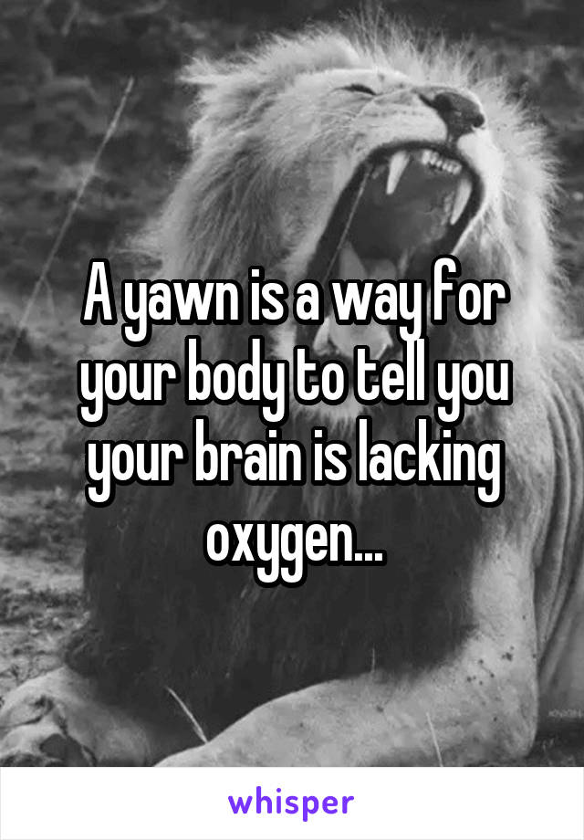 A yawn is a way for your body to tell you your brain is lacking oxygen...