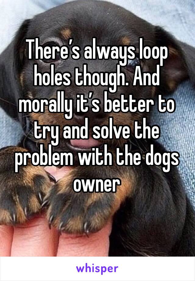 There’s always loop holes though. And morally it’s better to try and solve the problem with the dogs owner