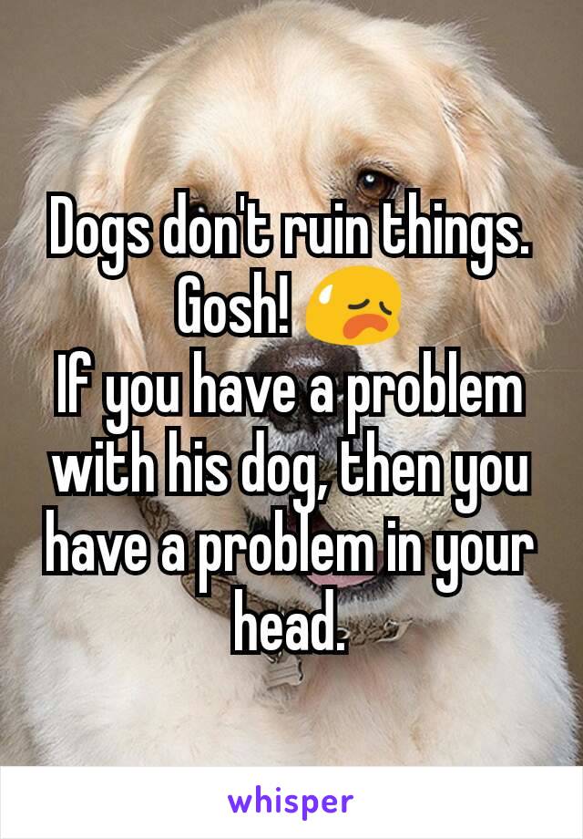 Dogs don't ruin things. Gosh! 😥
If you have a problem with his dog, then you have a problem in your head.