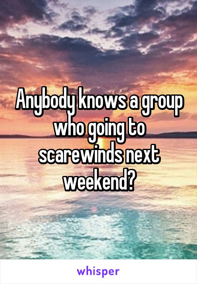 Anybody knows a group who going to scarewinds next weekend?