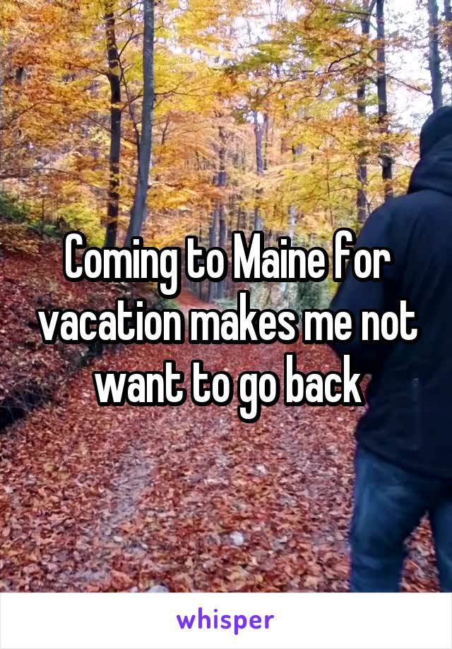 Coming to Maine for vacation makes me not want to go back