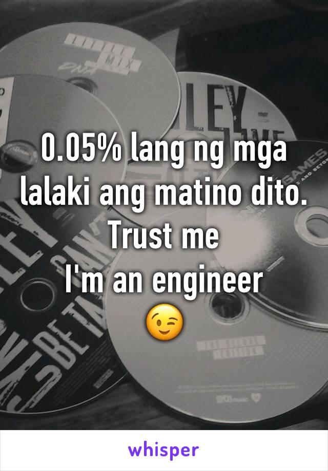 0.05% lang ng mga lalaki ang matino dito. 
Trust me 
I'm an engineer 
ðŸ˜‰