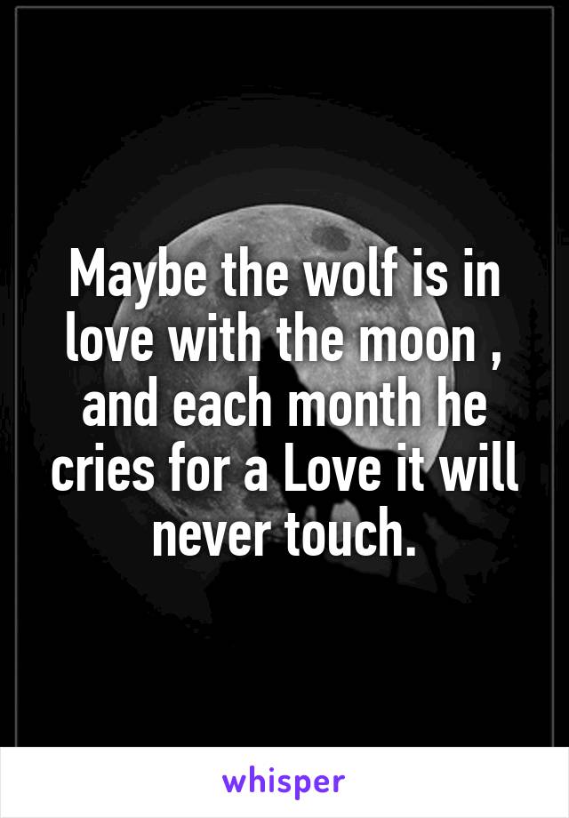 Maybe the wolf is in love with the moon , and each month he cries for a Love it will never touch.