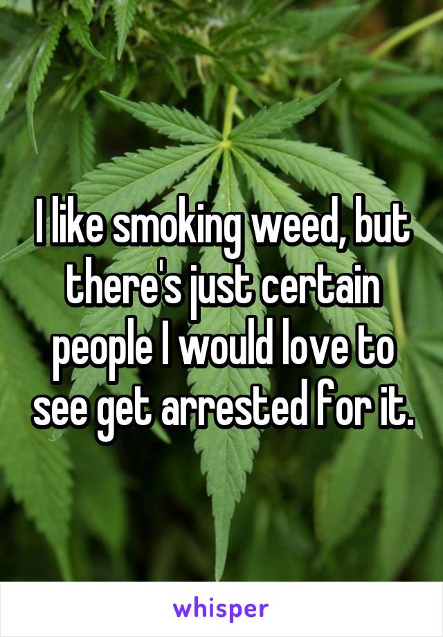 I like smoking weed, but there's just certain people I would love to see get arrested for it.