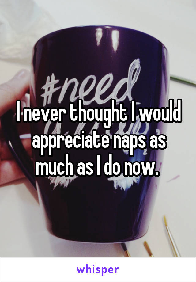 I never thought I would appreciate naps as much as I do now. 
