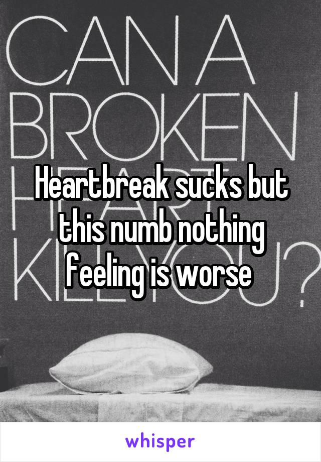 Heartbreak sucks but this numb nothing feeling is worse 