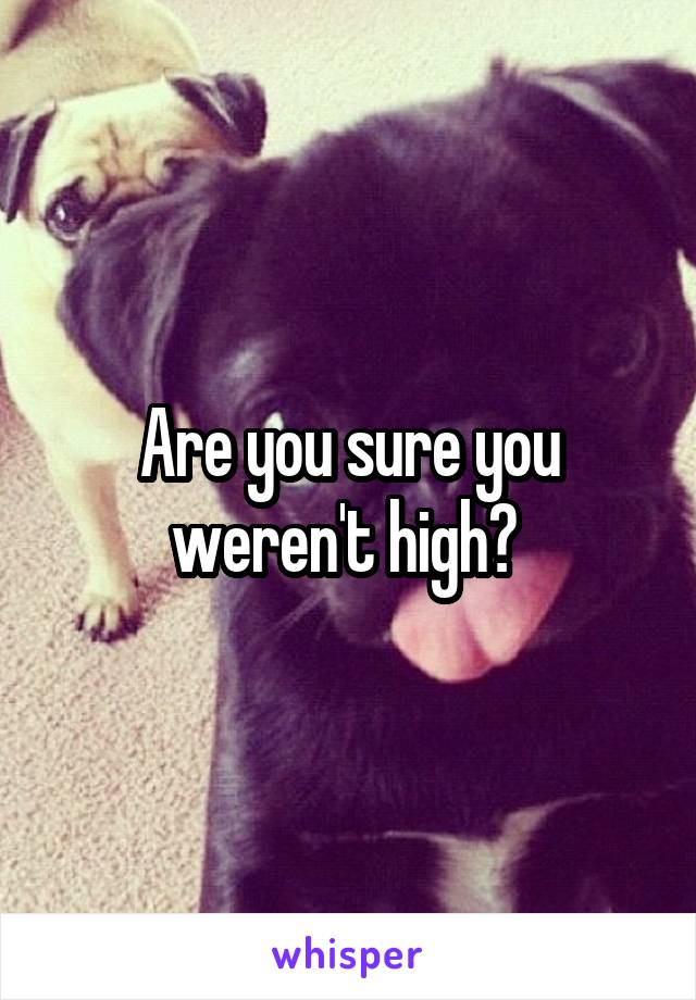 Are you sure you weren't high? 