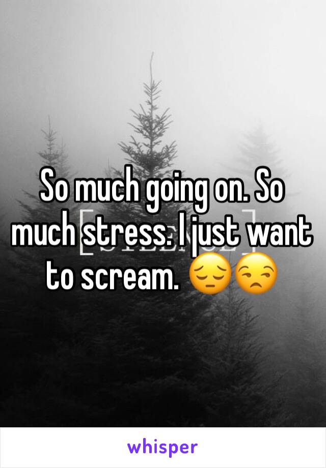 So much going on. So much stress. I just want to scream. 😔😒