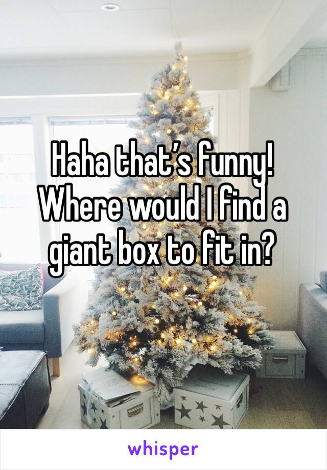 Haha that’s funny! Where would I find a giant box to fit in?