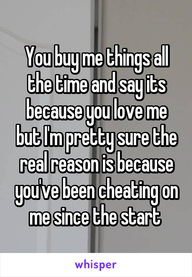 You buy me things all the time and say its because you love me but I'm pretty sure the real reason is because you've been cheating on me since the start 
