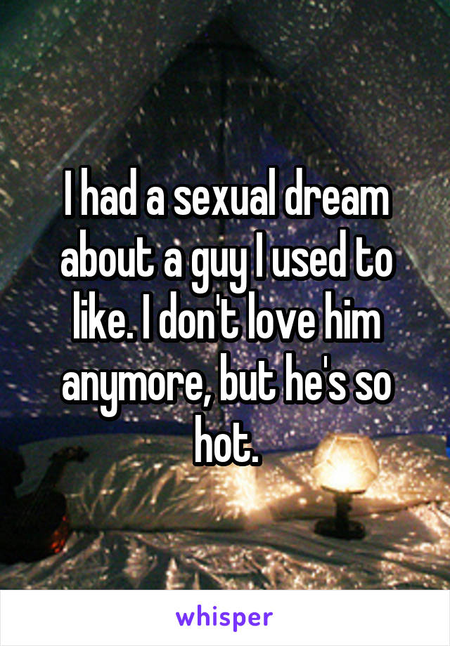 I had a sexual dream about a guy I used to like. I don't love him anymore, but he's so hot.