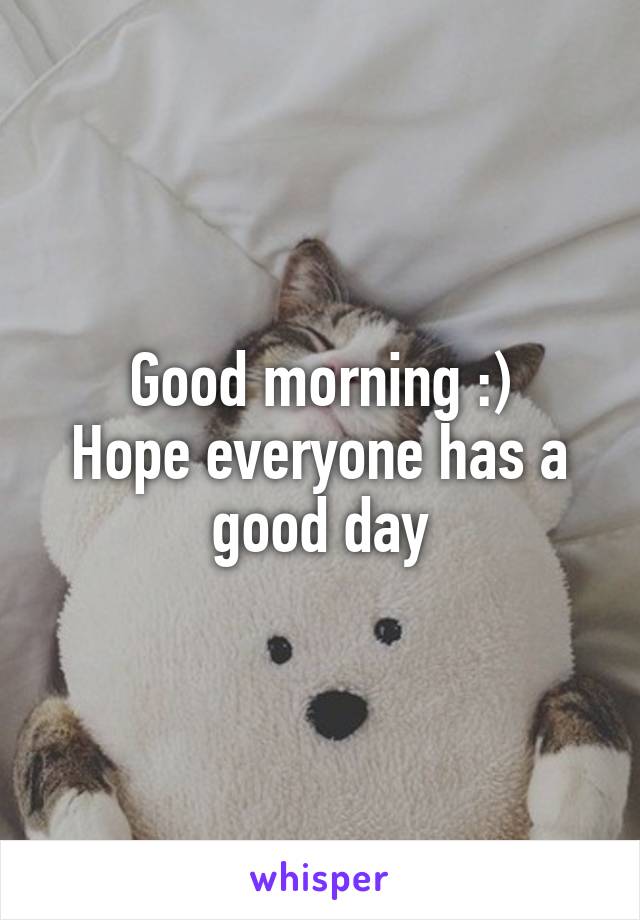Good morning :)
Hope everyone has a good day