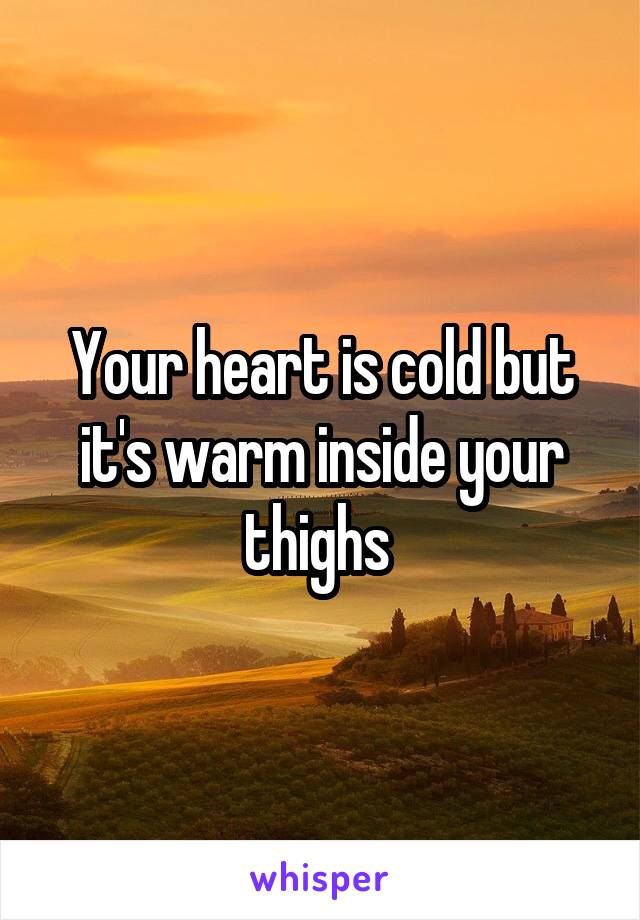 Your heart is cold but it's warm inside your thighs 