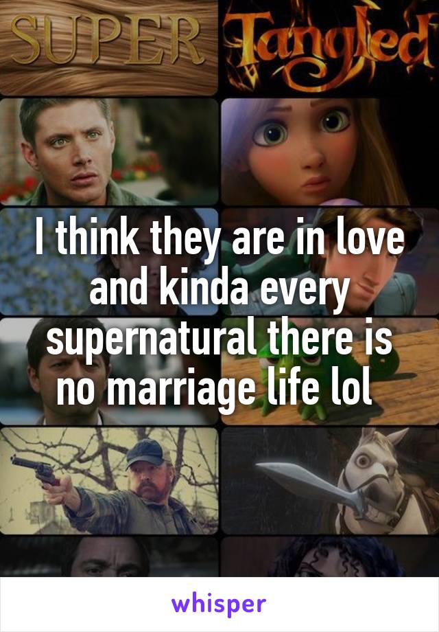 I think they are in love and kinda every supernatural there is no marriage life lol 