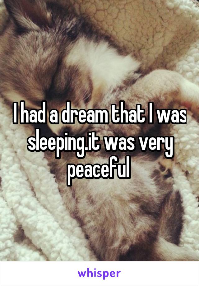 I had a dream that I was sleeping.it was very peaceful 