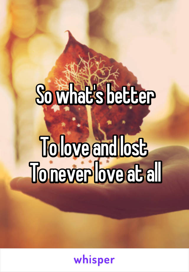 So what's better

To love and lost 
To never love at all